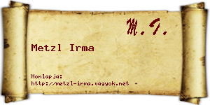 Metzl Irma névjegykártya